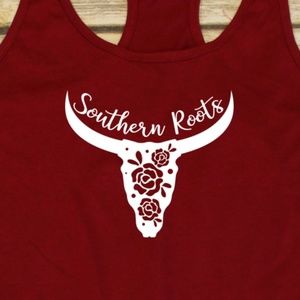 Southern Roots Bull Skeleton - red fitted tank top
